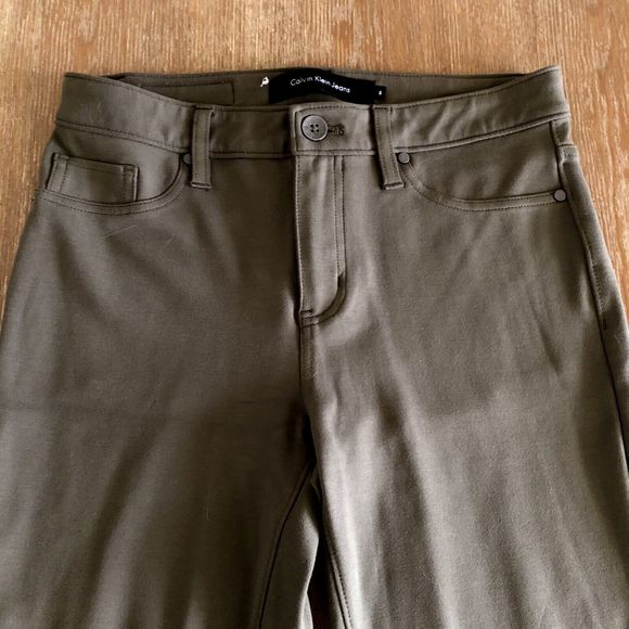 Calvin Klein Jeans Ponte Pants Womens 6 Skinny Leg Dark Green Stretchy Leggings - Picture 2 of 12
